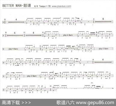 BetterMan（架子鼓谱）