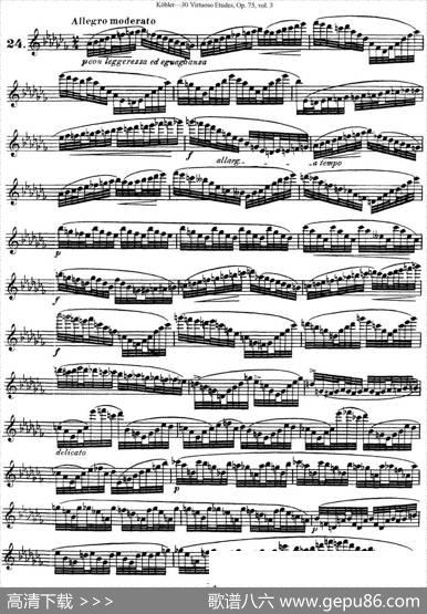 柯勒30首高级长笛练习曲作品75号（NO.24）|Kohler(柯勒)