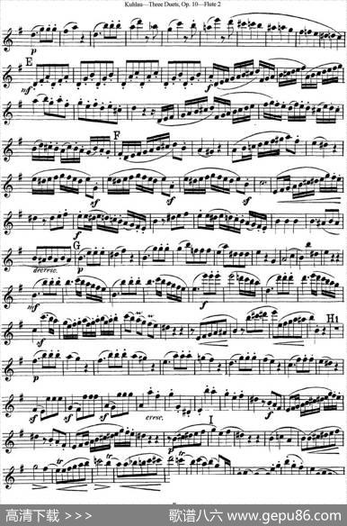 库劳长笛二重奏练习曲Op.10——Flute2(No.1)|Kuhlau(库劳) - 图2 库劳长笛二重奏练习曲Op.10——Flute2(No.1)|Kuhlau(库劳)