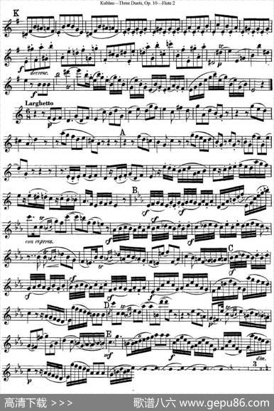 库劳长笛二重奏练习曲Op.10——Flute2(No.1)|Kuhlau(库劳) - 图3 库劳长笛二重奏练习曲Op.10——Flute2(No.1)|Kuhlau(库劳)