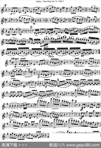 库劳长笛二重奏练习曲Op.10——Flute2(No.1)|Kuhlau(库劳) - 图4 库劳长笛二重奏练习曲Op.10——Flute2(No.1)|Kuhlau(库劳)