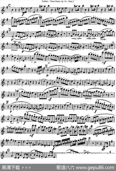 库劳长笛二重奏练习曲Op.10——Flute2(No.1)|Kuhlau(库劳) - 图5 库劳长笛二重奏练习曲Op.10——Flute2(No.1)|Kuhlau(库劳)