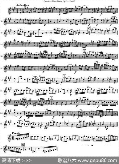 匡茨G大调长笛二重奏Op.2——Flute2（No.2）|Quantz（匡茨）
