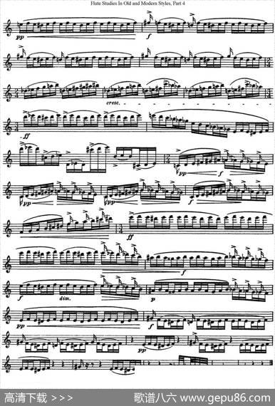 斯勒新老风格长笛练习重奏曲（第四部分）（NO.16）|SiegfriedThieleS.(斯勒) - 长笛谱 - 歌谱俱乐部