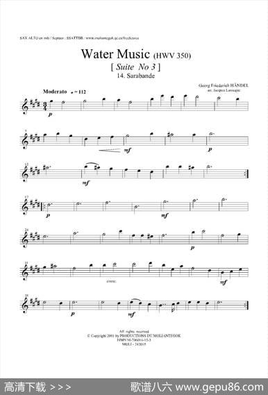 WaterMusic（HWV.350No.3）（中音萨克斯）