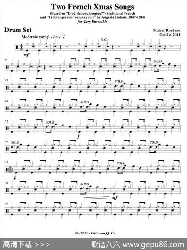 TwoFrenchXmasSongs（爵士鼓分谱）
