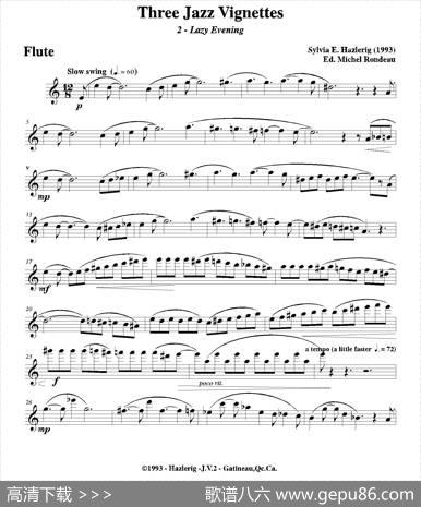 Threejazzvignettes（第二乐章）（三重奏长笛分谱）