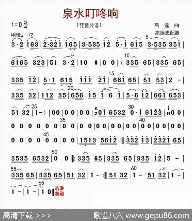 泉水叮咚响（琵琶分谱）|高振忠配器
