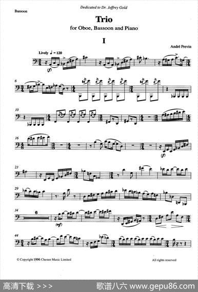 Trio(三重奏巴松分谱)|安德列·普列文(AndrePrevin)