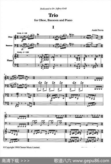 Trio(巴松、双簧管与钢琴三重奏总谱)|安德列·普列文(AndrePrevin)