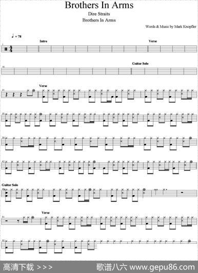 爵士鼓谱：DireStraits-Brothersinarms