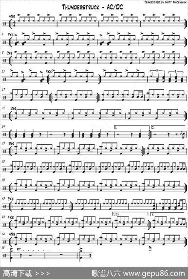 爵士鼓谱：AcDc-Thunderstruck