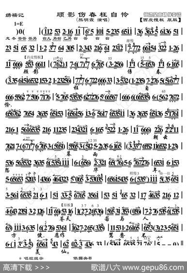 绣襦记·顾影伤春枉自怜（京胡伴奏谱） - 暂无|恒流星制谱