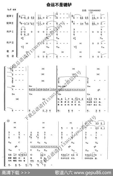 曲谱・乐队总谱【命运不是辘轳】[pdf]下载