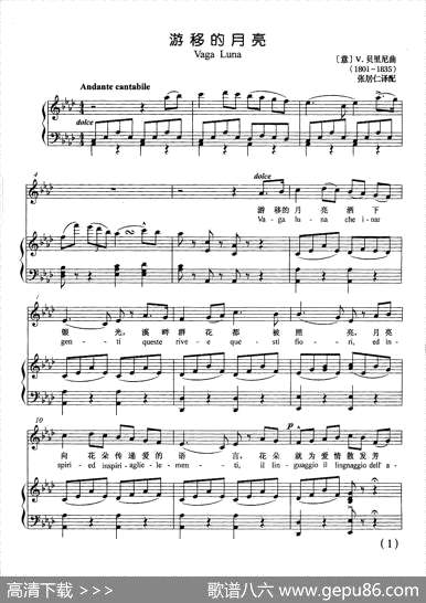 曲谱・正谱【游移的月亮】[pdf]下载_Y20889H