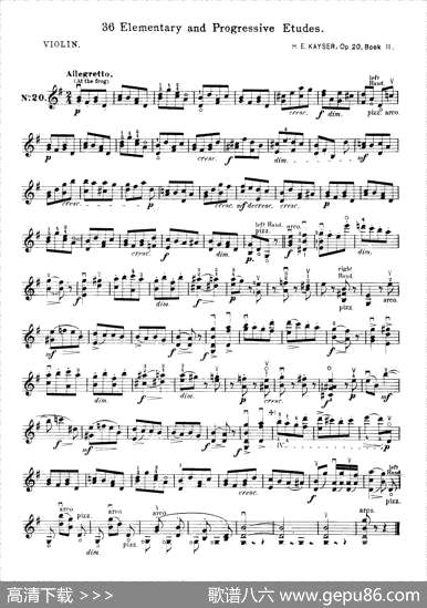 曲谱・KAYSER36首小提琴练习曲之20【开塞】[pdf]下载