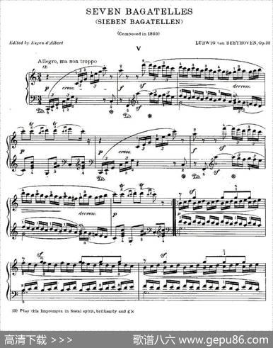 贝多芬钢琴小品（Bagatelles）（Op.33之5）|贝多芬