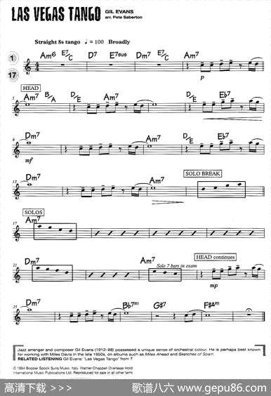 曲谱【15首次中音爵士练习】[pdf]下载