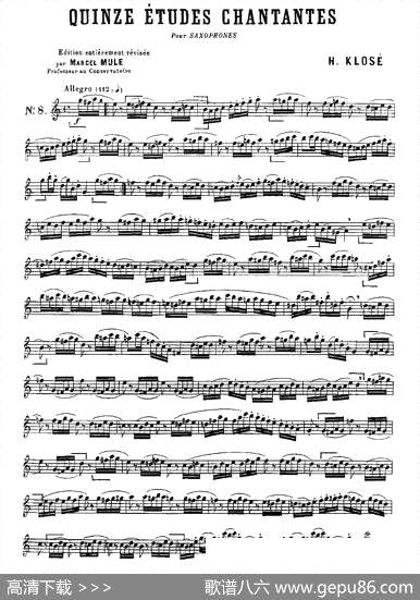 曲谱・练习曲之八【KloseEtudesChantantesPourSaxophone】[pdf]下载