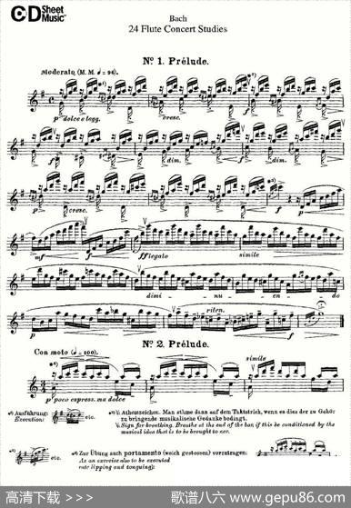 Bach-24FlutcConcertStudies之1—5（巴赫—24首长笛音乐会练习曲）|Bach（巴赫）