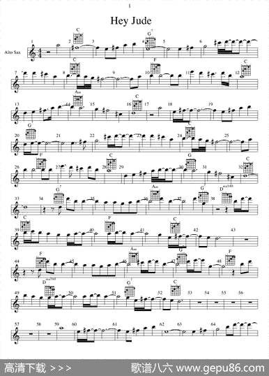 曲谱【HeyJude】[pdf]下载_I14828Z