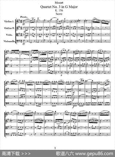 QuartetNo.3inGMajor,K.156（G大调第三弦乐四重奏）|[奥]莫扎特