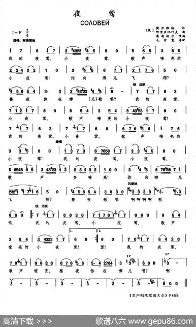 曲谱【[俄]夜莺】[pdf]下载_L5726V
