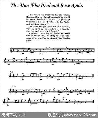 曲谱・爱尔兰民歌【TheManWhoPiepandRoseAgain】[pdf]下载