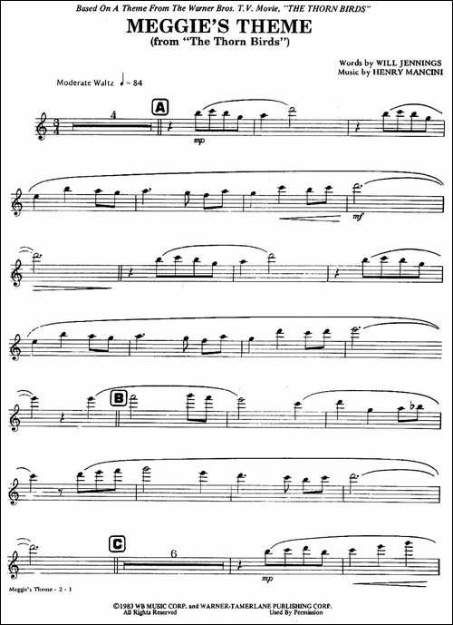 荆棘鸟-长笛五线谱|长笛谱