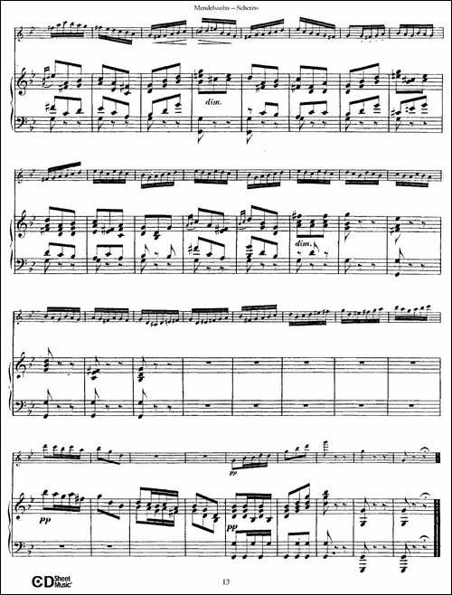 Scherzo-长笛+钢琴-长笛五线谱|长笛谱