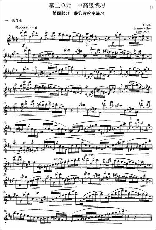 第二单元-中高级练习:装饰音吹奏练习-练习曲-长笛五线谱|长笛谱 - 图1 第二单元-中高级练习:装饰音吹奏练习-练习曲-长笛五线谱|长笛谱