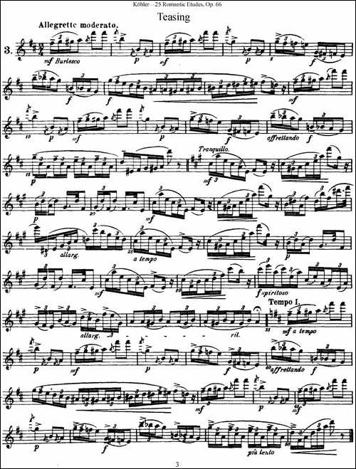25首浪漫练习曲作品66号-NO.3-长笛五线谱|长笛谱