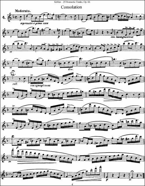 25首浪漫练习曲作品66号-NO.4-长笛五线谱|长笛谱