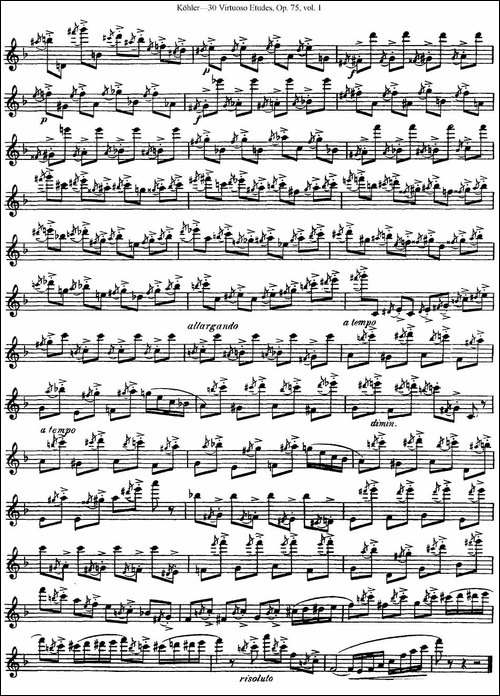 柯勒30首高级长笛练习曲作品75号-NO.2-长笛五线谱|长笛谱