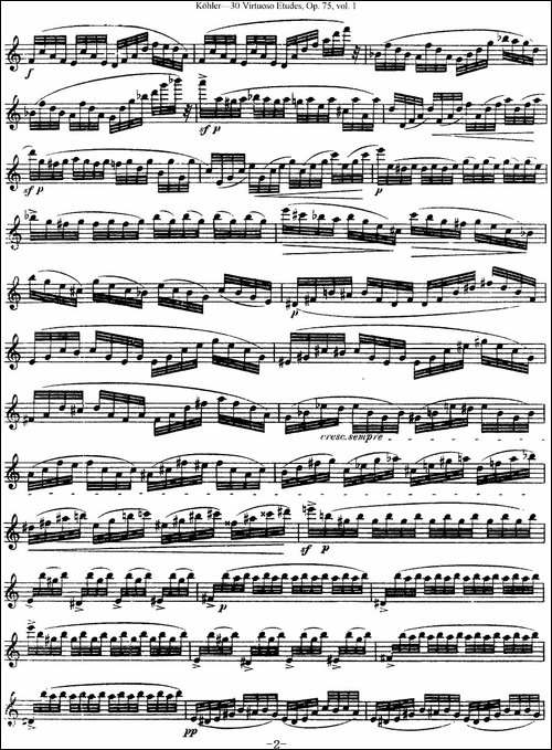柯勒30首高级长笛练习曲作品75号-NO.6-长笛五线谱|长笛谱