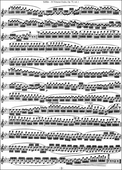柯勒30首高级长笛练习曲作品75号-NO.9-长笛五线谱|长笛谱