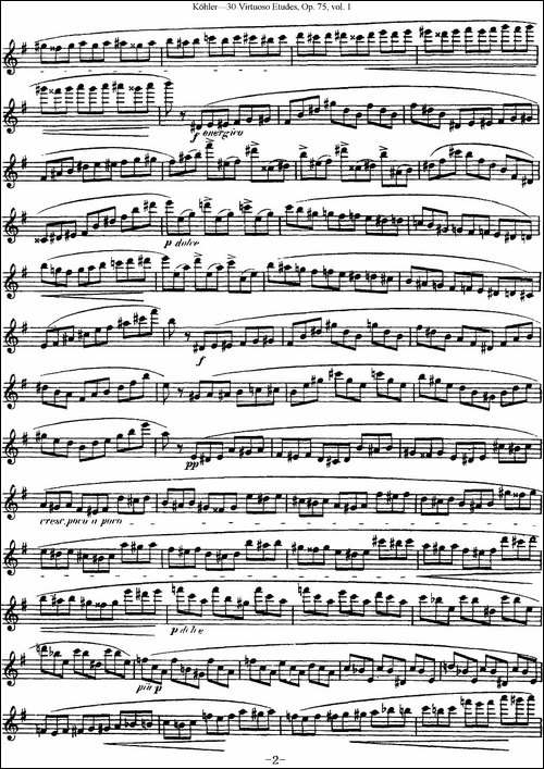 柯勒30首高级长笛练习曲作品75号-NO.10-长笛五线谱|长笛谱