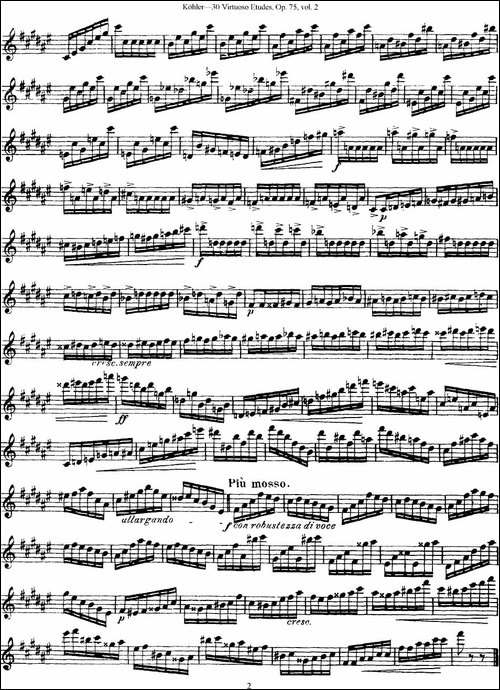 柯勒30首高级长笛练习曲作品75号-NO.11-长笛五线谱|长笛谱