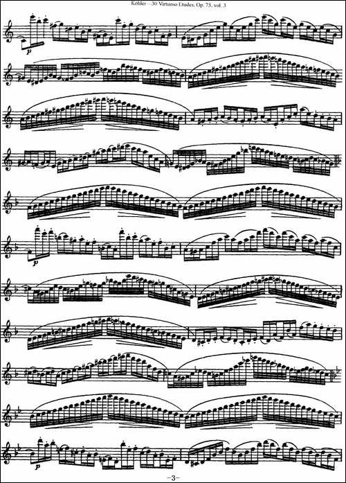 柯勒30首高级长笛练习曲作品75号-NO.22-长笛五线谱|长笛谱