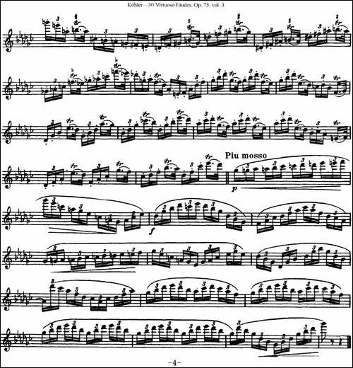 柯勒30首高级长笛练习曲作品75号-NO.25-长笛五线谱|长笛谱