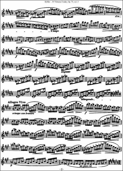 柯勒30首高级长笛练习曲作品75号-NO.28-长笛五线谱|长笛谱