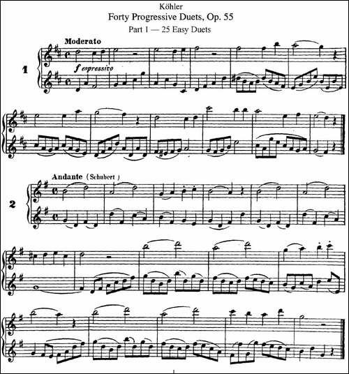 柯勒40首长笛提高练习曲OP.55-NO.1-NO.2-长笛五线谱|长笛谱