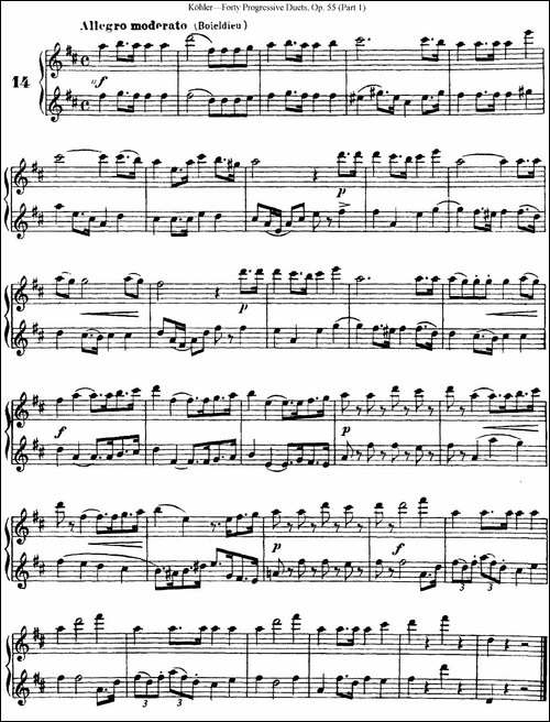 柯勒40首长笛提高练习曲OP.55-NO.14-长笛五线谱|长笛谱