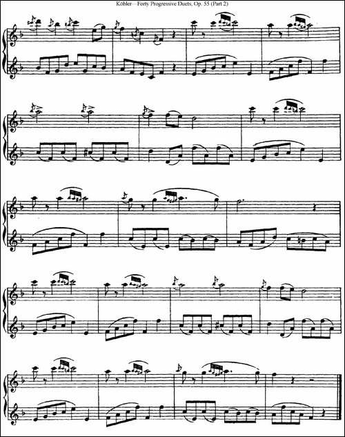 柯勒40首长笛提高练习曲OP.55-二重奏-NO.2-长笛五线谱|长笛谱