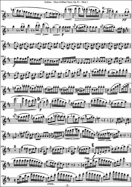 库劳长笛二重奏练习三段OP.81——Flute-1-NO.1-长笛五线谱|长笛谱