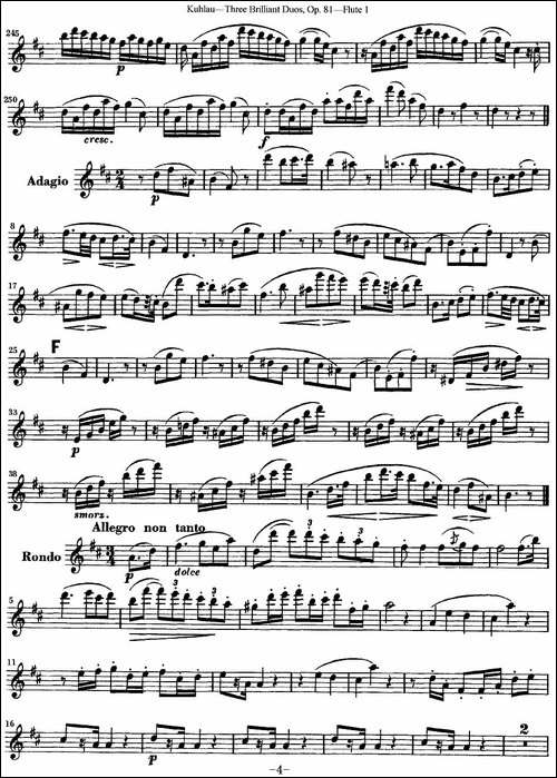 库劳长笛二重奏练习三段OP.81——Flute-1-NO.1-长笛五线谱|长笛谱