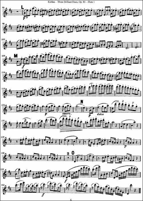 库劳长笛二重奏练习三段OP.81——Flute-1-NO.1-长笛五线谱|长笛谱