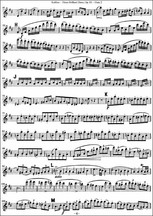 库劳长笛二重奏练习三段OP.81——Flute-2-NO.1-长笛五线谱|长笛谱