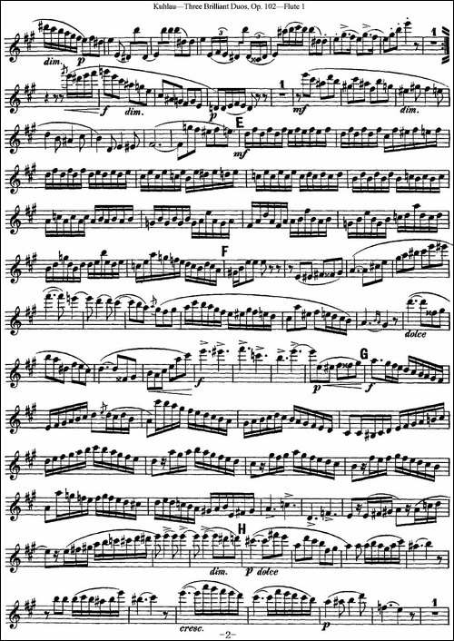 库劳长笛二重奏练习三段OP.102——Flute-1-NO.-长笛五线谱|长笛谱