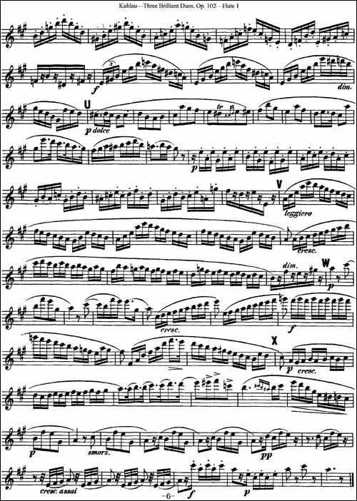 库劳长笛二重奏练习三段OP.102——Flute-1-NO.-长笛五线谱|长笛谱